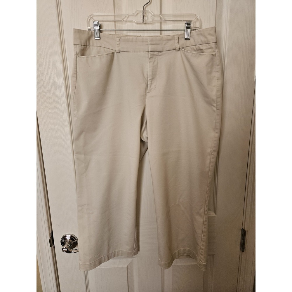 Dockers Ideal Fit Women's Regular Plaid Beige Capri Pants (No Sz. Tag), Size 14